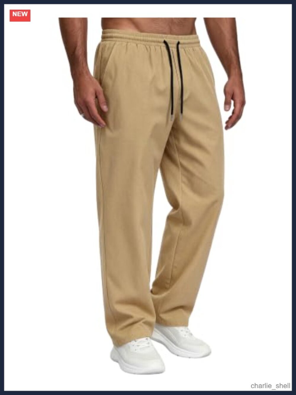 Men's Relaxed Fit Drawstring Elastic Waist Chino Pants 4 Pockets